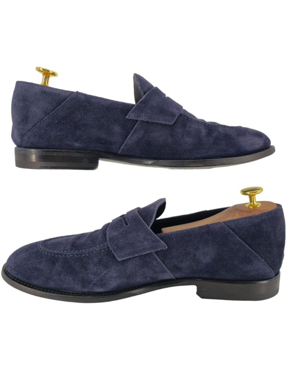 O'Keeffe Italy Dress Shoes Navy Blue Suede Leather Penny Loafers Mens 7 Luxury - Picture 6 of 12
